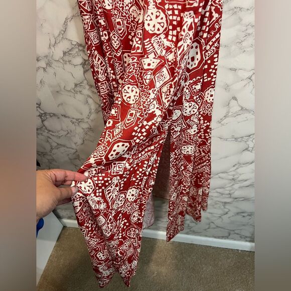 NEW Rebecca Taylor Labyrinth Slip Dress Sleeveless Side Slit Plus Size 14 - Picture 10 of 13